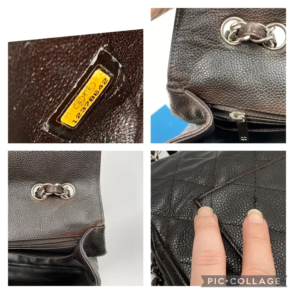 Chanel Jumbo Single Flap Caviar Bag Leather Brown Classic SHW Silver Hardware
